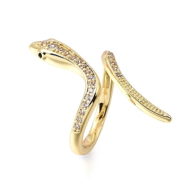 Латунные кольца из манжеты с прозрачным цирконием, открытые кольца, долговечный, змея