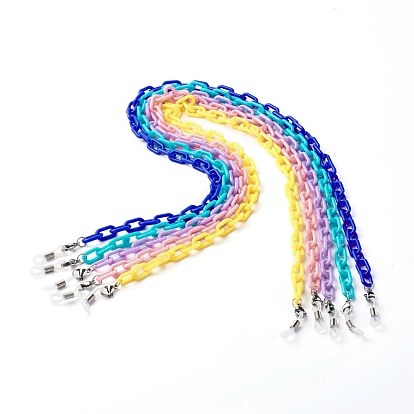 Opaque Acrylic Cable Eyeglasses Chains, Neck Strap for Eyeglasses, with 304 Stainless Steel Lobster Claw Clasps, Silicone Eyeglass Holders