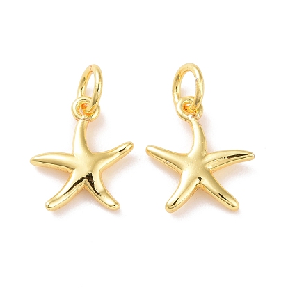 Brass Charms, with Jump Ring, Cadmium Free & Lead Free, Starfish
