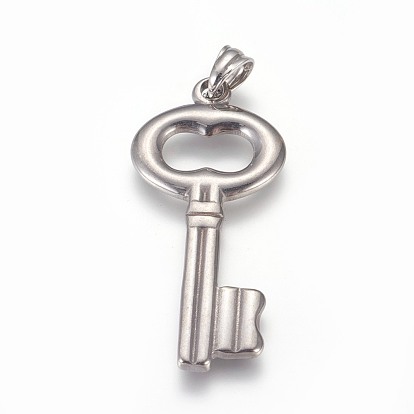 304 en acier inoxydable gros pendentifs, clé
