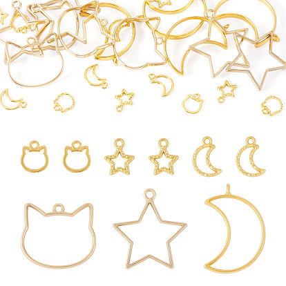 30 шт 6 стили подвески с открытой задней панелью из цинкового сплава, для diy уф смолы, эпоксидная смола, Прессованные цветочные украшения, разнообразные