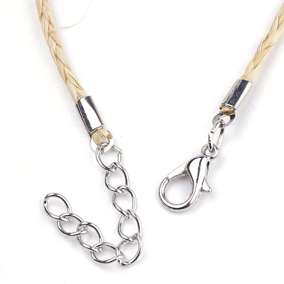 Bracelets de raphia tressés à la main, raphia chanceux, avec des perles de rocaille doublées d'argent, fermoir mousqueton en fer et chaînes d'extension