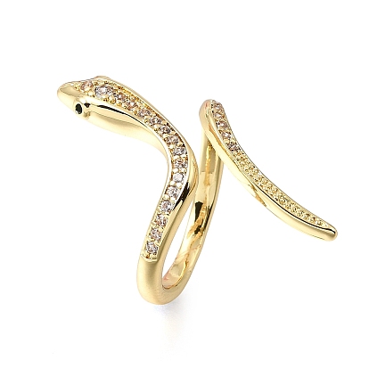 Латунные кольца из манжеты с прозрачным цирконием, открытые кольца, долговечный, змея