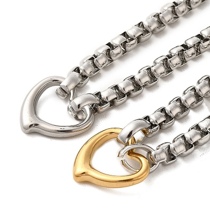 202 из нержавеющей стали коробки цепи ожерелья, 304 кулон ожерелья из нержавеющей стали с сердцем