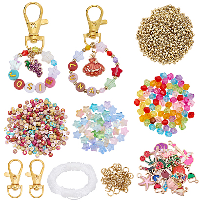 DIY Pendant Decoration Making Kits, including Acrylic Beads, CCB Plastic Beads, Glass Beads, 304 Stainless Steel Jump Rings, Alloy Swivel Lobster Claw Clasps, Alloy Enamel Pendants, Elastic Thread
