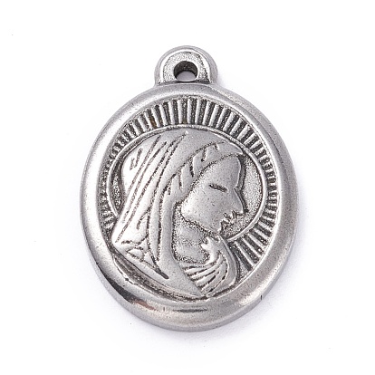 Pendentifs en acier inoxydable, ovale avec une femme