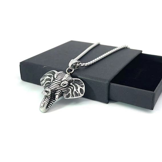 Винтажные ожерелья из нержавеющей стали со слоном для мужчин и женщин