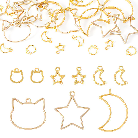 30 шт 6 стили подвески с открытой задней панелью из цинкового сплава, для diy уф смолы, эпоксидная смола, Прессованные цветочные украшения, разнообразные