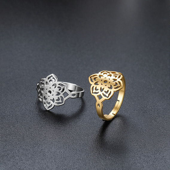 304 Edelstahl Fingerringe, Blume