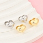 Серьги-кольца из латуни с прозрачным кубическим цирконием, сердце