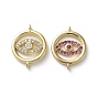Brass Micro Pave Cubic Zirconia Links Connectors, Ring with Eye