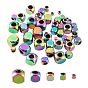 50Pcs 5 Style Ion Plating(IP) 304 Stainless Steel Spacer Beads, Rainbow Color, Cube