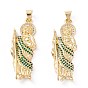 Brass Micro Pave Cubic Zirconia Pendants, Long-Lasting Plated, God