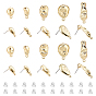 40Pcs 5 Style Alloy Stud Earring Findings, with Steel Pins and Loop, with 50Pcs Plastic Ear Nuts