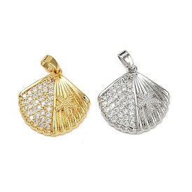 Латунные микро проложить кубического циркония подвески, без кадмия и без свинца, в форме раковины с морской звездой