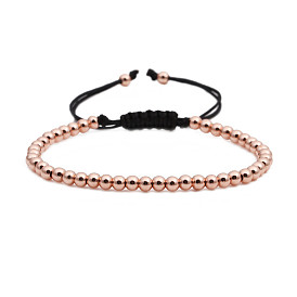 Handmade Adjustable Copper Beaded Bracelet with 4mm Weave for Men