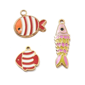 304 нержавеющей стальной эмали подвески, очарование рыбы, реальный 18 k позолоченный