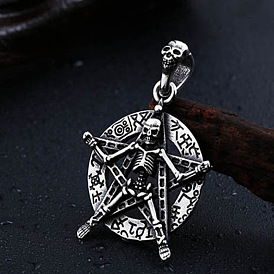 Fashionable five-pointed star skull pendant necklace five-pointed star round plate men's jewelry