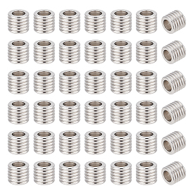 80шт 201 европейские бусины из нержавеющей стали, бусины с большим отверстием, Рифленые бусины, колонка