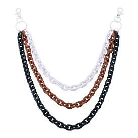 3-цветная акриловая кабельная цепь 3 ремни с цепочкой из слоев для брюк, Сплав с застежками