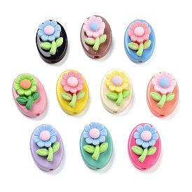 Opaque Acrylic Beads, Baking Paint Resin Flower