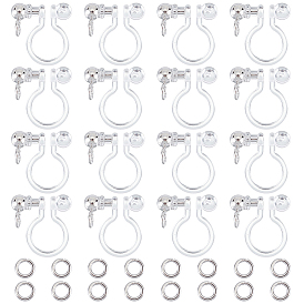 30шт. 304 фурнитура для сережек-клипс из нержавеющей стали, с пластиковыми выводами и открытыми перемычками из нержавеющей стали 60шт. 304