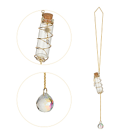 Стеклянная бутылка для растений вешалка, с латунными кабельными цепями и 304 застежками омаров из нержавеющей стали