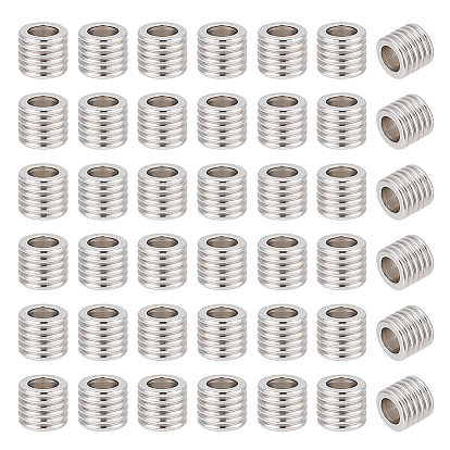 80шт 201 европейские бусины из нержавеющей стали, бусины с большим отверстием, Рифленые бусины, колонка
