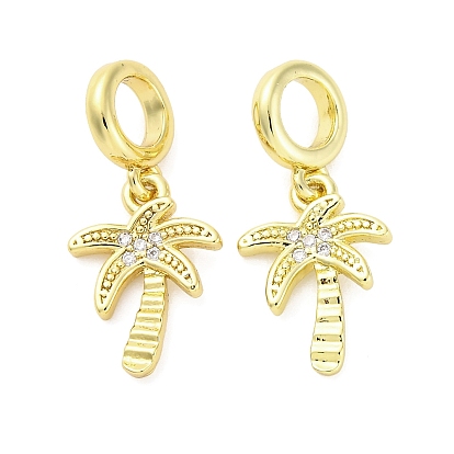 Латунное микропейв с кубическим цирконием европейские подвески с подвесками, кокосовая пальма, Подвески с большими отверстиями