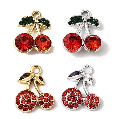 Подвески со стразами из сплава с УФ-покрытием, вишня