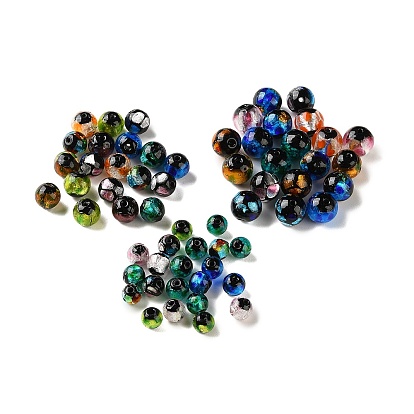 Стеклянные бусины, с фольгой внутри, ручная работа, круглые