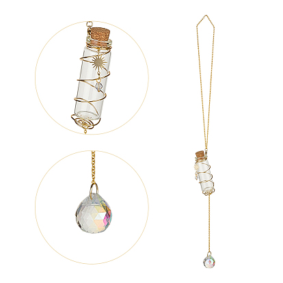 Стеклянная бутылка для растений вешалка, с латунными кабельными цепями и 304 застежками омаров из нержавеющей стали