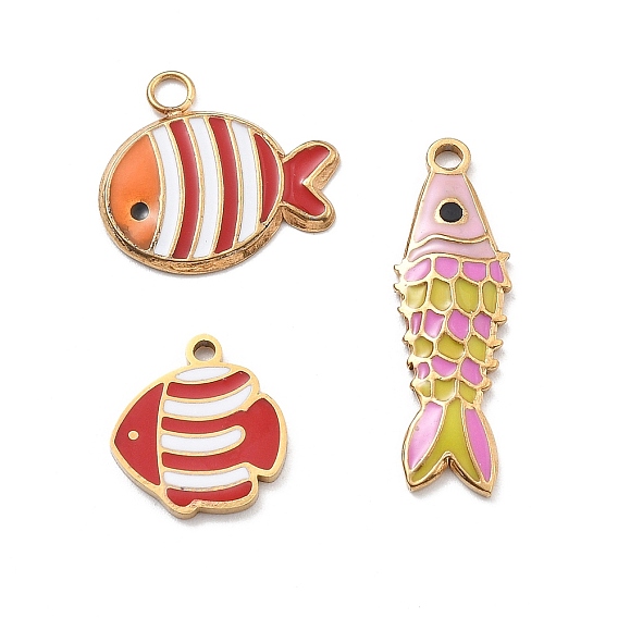 304 нержавеющей стальной эмали подвески, очарование рыбы, реальный 18 k позолоченный