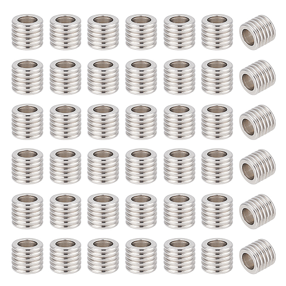 80шт 201 европейские бусины из нержавеющей стали, бусины с большим отверстием, Рифленые бусины, колонка