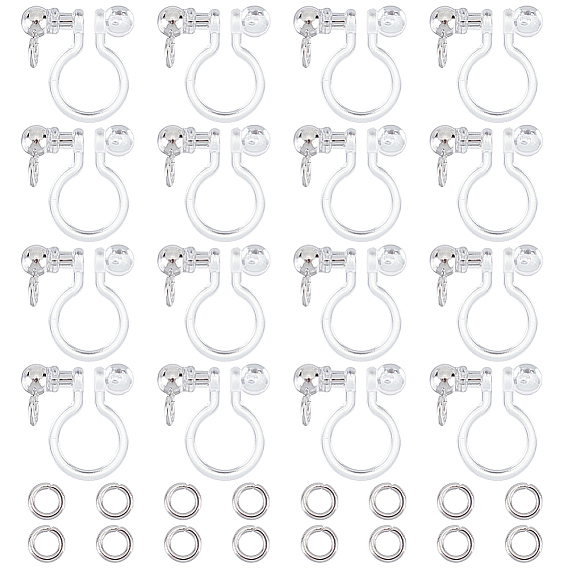 30шт. 304 фурнитура для сережек-клипс из нержавеющей стали, с пластиковыми выводами и открытыми перемычками из нержавеющей стали 60шт. 304