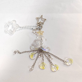 Decoraciones colgantes de cristal, con cierres giratorios de aleación de estrella y 304 cadenas de acero inoxidable