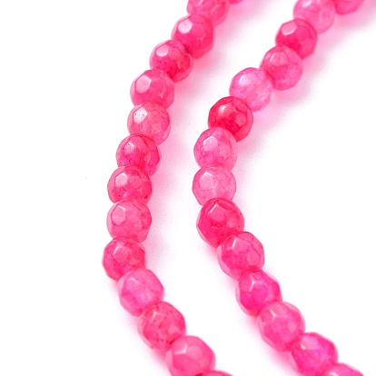 Natural White Jade Beads Strands, Faceted, Round, 4mm, Hole: 1mm, about 84pcs/strand, 14.4 inch