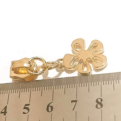 Zinc Alloy Zipper Head with Flower Charms, Zipper Pull Replacement, Zipper Sliders for Purses Luggage Bags Suitcases