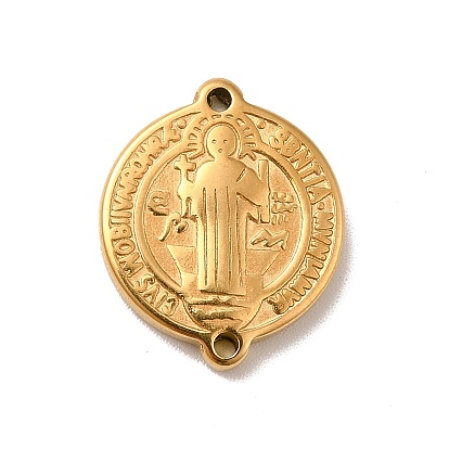 Вакуумное покрытие pvd 304 подвески-соединители из нержавеющей стали, религия, плоские круглые звенья с богом и крестом