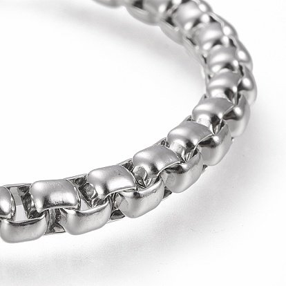 304 Stainless Steel Box Chain Bracelets, with Lobster Claw Clasps