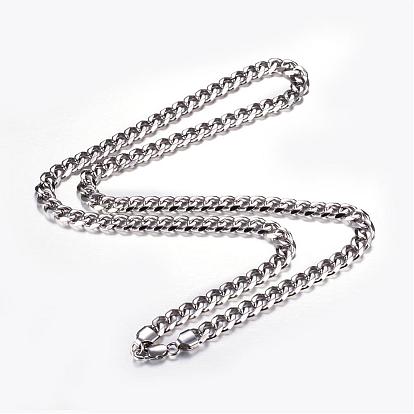 304 Stainless Steel Necklaces, Curb Chain Necklaces, Faceted
