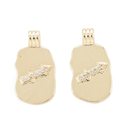 Латунные микропаве прозрачные подвески с фианитом, овальной формы с созвездием, золотые