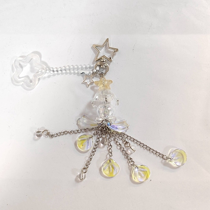 Decoraciones colgantes de cristal, con cierres giratorios de aleación de estrella y 304 cadenas de acero inoxidable
