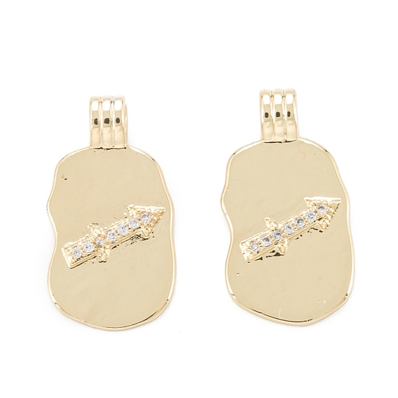 Латунные микропаве прозрачные подвески с фианитом, овальной формы с созвездием, золотые