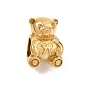 304 Stainless Steel European Beads, Large Hole Beads, Bear with Bowknot