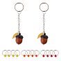 2Pcs Wooden Acorn Box with Alloy Enamel Leaf Pendant Counter Chains, with 12Pcs 3 Colors Glass Seed Bead Locking Stitch Markers, Mixed Color