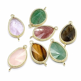 Подвески из натуральных драгоценных камней, слезная ссылка, с золотой латунной фурнитурой и металлической фурнитурой