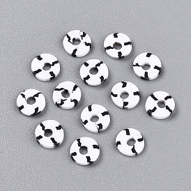 Handmade Polymer Clay Beads, Disc/Flat Round, Heishi Beads