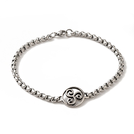 316 Surgical Stainless Steel Box Chain Triskele/Triskelion Link Bracelets