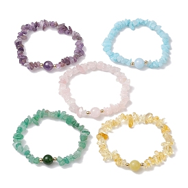 Pulseras elásticas de cuentas de piedras preciosas naturales en forma de rombo para mujer